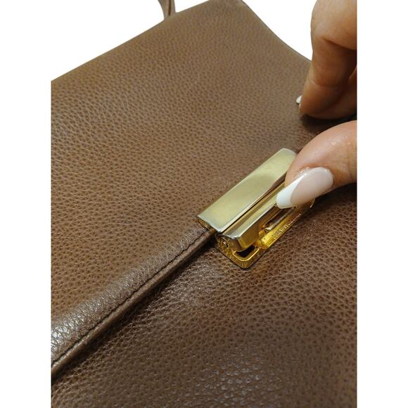 Vintage Cole Haan Long Rectangular Pebble Leather Satchel Bag 10x8 Quiet Luxury - Picture 7 of 16